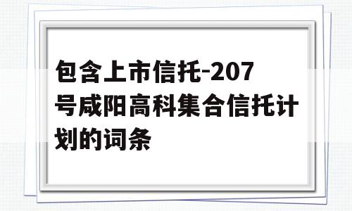 包含上市信托-207号咸阳高科集合信托计划的词条