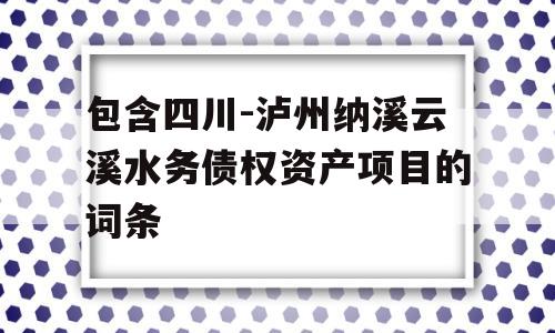 包含四川-泸州纳溪云溪水务债权资产项目的词条