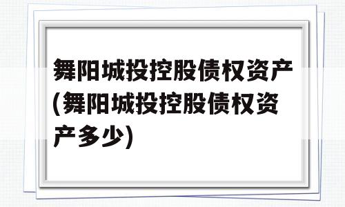 舞阳城投控股债权资产(舞阳城投控股债权资产多少)