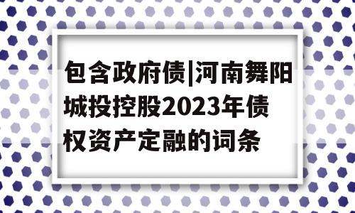 包含政府债|河南舞阳城投控股2023年债权资产定融的词条