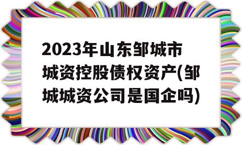 2023年山东邹城市城资控股债权资产(邹城城资公司是国企吗)