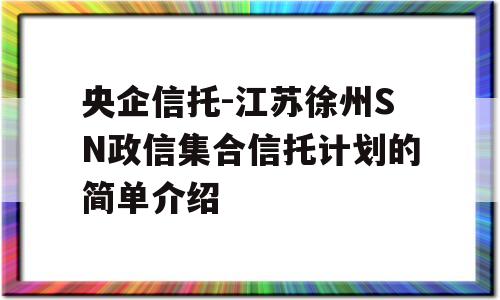 央企信托-江苏徐州SN政信集合信托计划的简单介绍