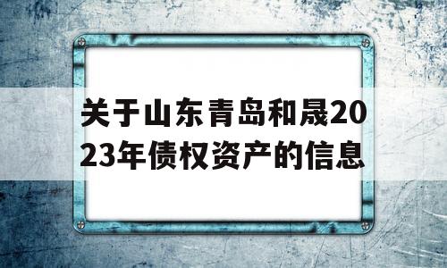 关于山东青岛和晟2023年债权资产的信息