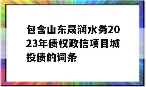 包含山东晟润水务2023年债权政信项目城投债的词条