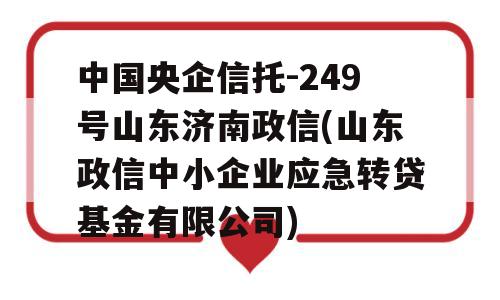 中国央企信托-249号山东济南政信(山东政信中小企业应急转贷基金有限公司)