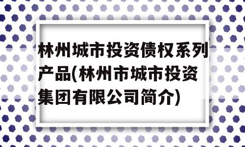 林州城市投资债权系列产品(林州市城市投资集团有限公司简介)