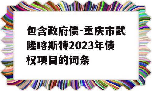 包含政府债-重庆市武隆喀斯特2023年债权项目的词条