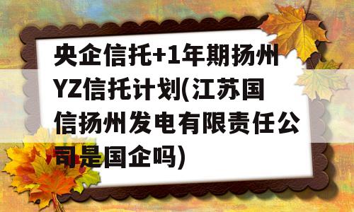 央企信托+1年期扬州YZ信托计划(江苏国信扬州发电有限责任公司是国企吗)