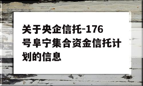 关于央企信托-176号阜宁集合资金信托计划的信息