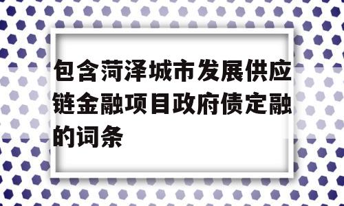 包含菏泽城市发展供应链金融项目政府债定融的词条