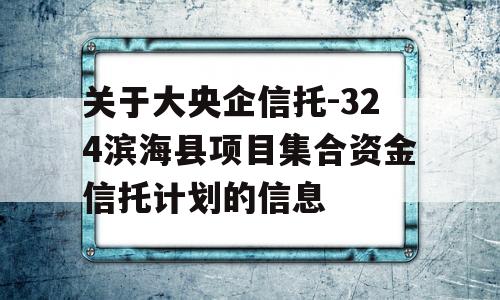 关于大央企信托-324滨海县项目集合资金信托计划的信息