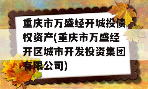 重庆市万盛经开城投债权资产(重庆市万盛经开区城市开发投资集团有限公司)