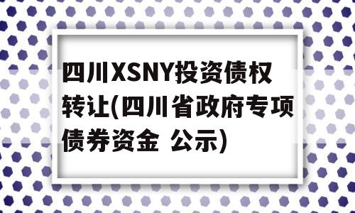 四川XSNY投资债权转让(四川省政府专项债券资金 公示)