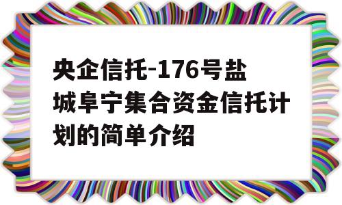 央企信托-176号盐城阜宁集合资金信托计划的简单介绍