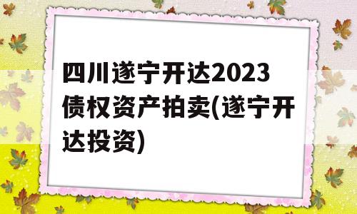 四川遂宁开达2023债权资产拍卖(遂宁开达投资)