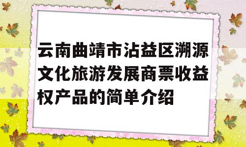 云南曲靖市沾益区溯源文化旅游发展商票收益权产品的简单介绍