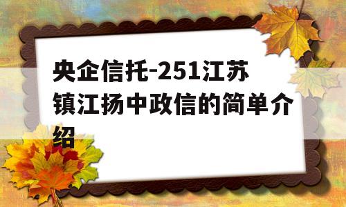 央企信托-251江苏镇江扬中政信的简单介绍