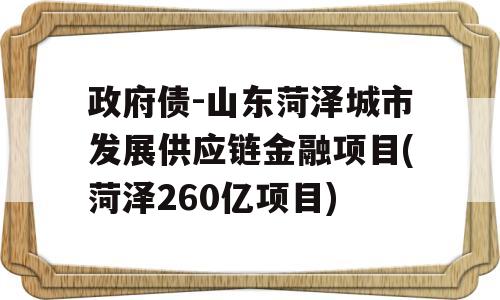 政府债-山东菏泽城市发展供应链金融项目(菏泽260亿项目)