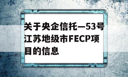 关于央企信托—53号江苏地级市FECP项目的信息