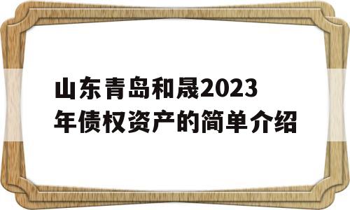 山东青岛和晟2023年债权资产的简单介绍