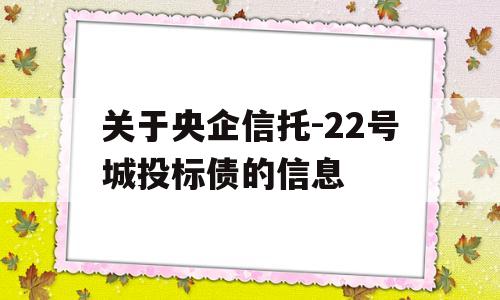 关于央企信托-22号城投标债的信息