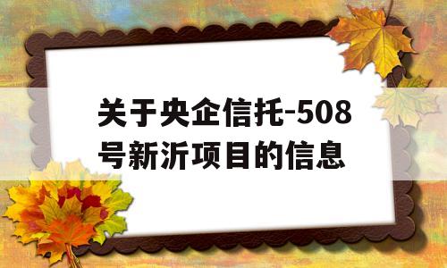 关于央企信托-508号新沂项目的信息