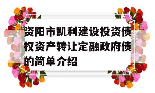 资阳市凯利建设投资债权资产转让定融政府债的简单介绍