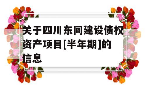 关于四川东同建设债权资产项目[半年期]的信息