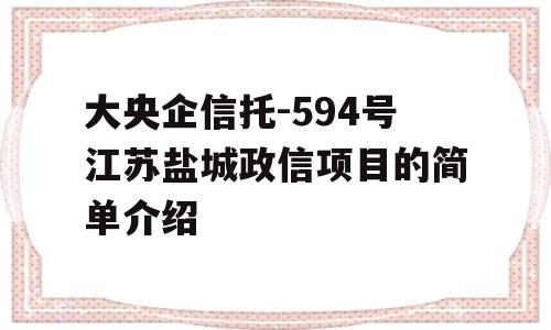 大央企信托-594号江苏盐城政信项目的简单介绍