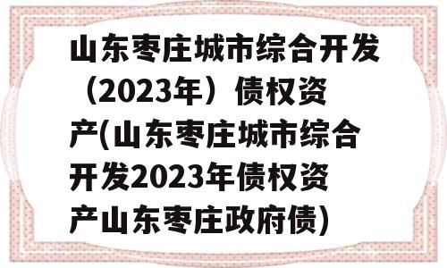 山东枣庄城市综合开发（2023年）债权资产(山东枣庄城市综合开发2023年债权资产山东枣庄政府债)