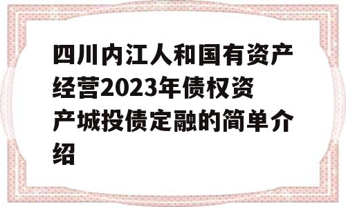 四川内江人和国有资产经营2023年债权资产城投债定融的简单介绍