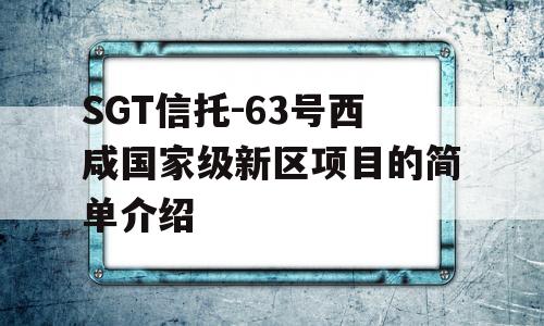 SGT信托-63号西咸国家级新区项目的简单介绍