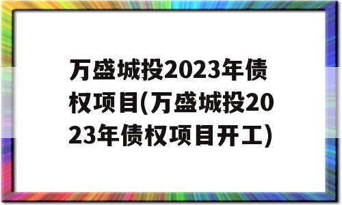 万盛城投2023年债权项目(万盛城投2023年债权项目开工)