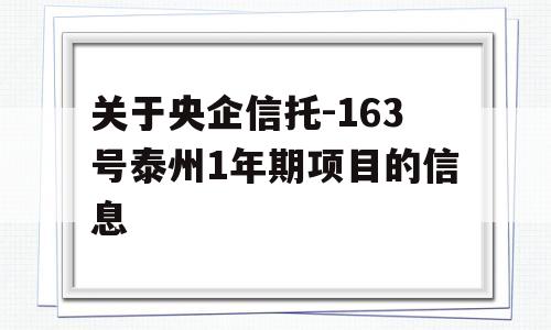 关于央企信托-163号泰州1年期项目的信息