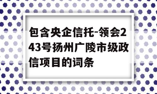 包含央企信托-领会243号扬州广陵市级政信项目的词条