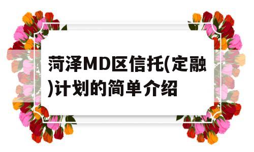 菏泽MD区信托(定融)计划的简单介绍