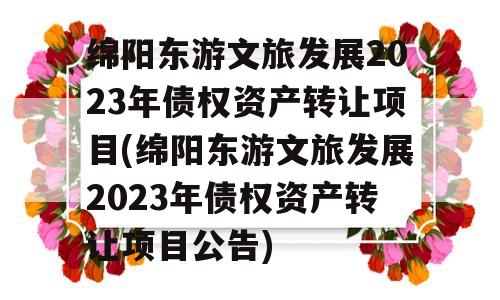 绵阳东游文旅发展2023年债权资产转让项目(绵阳东游文旅发展2023年债权资产转让项目公告)