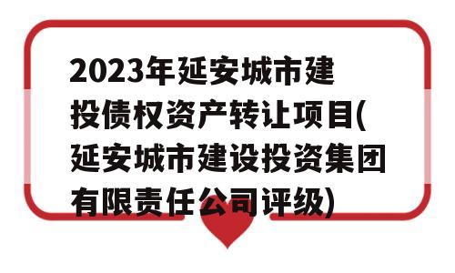 2023年延安城市建投债权资产转让项目(延安城市建设投资集团有限责任公司评级)