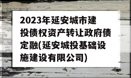 2023年延安城市建投债权资产转让政府债定融(延安城投基础设施建设有限公司)