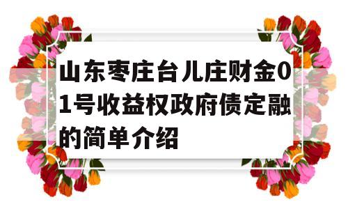 山东枣庄台儿庄财金01号收益权政府债定融的简单介绍