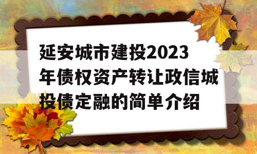 延安城市建投2023年债权资产转让政信城投债定融的简单介绍