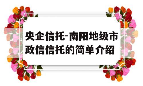 央企信托-南阳地级市政信信托的简单介绍