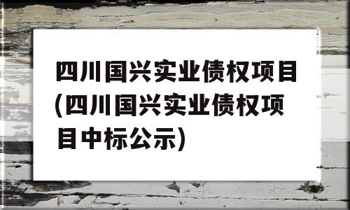 四川国兴实业债权项目(四川国兴实业债权项目中标公示)