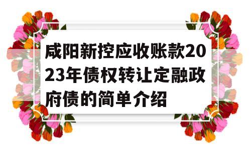 咸阳新控应收账款2023年债权转让定融政府债的简单介绍