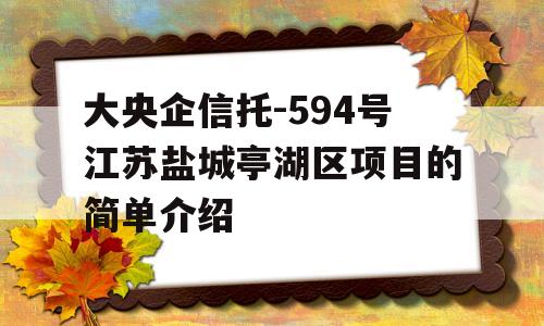 大央企信托-594号江苏盐城亭湖区项目的简单介绍