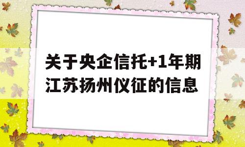 关于央企信托+1年期江苏扬州仪征的信息