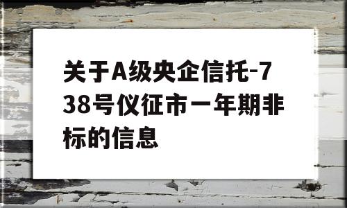 关于A级央企信托-738号仪征市一年期非标的信息