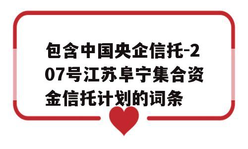 包含中国央企信托-207号江苏阜宁集合资金信托计划的词条