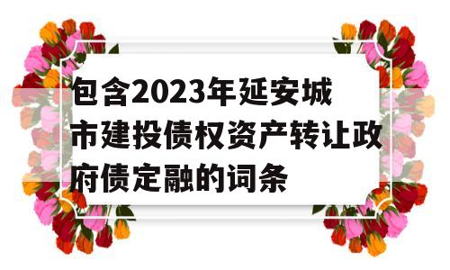 包含2023年延安城市建投债权资产转让政府债定融的词条