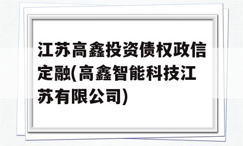 江苏高鑫投资债权政信定融(高鑫智能科技江苏有限公司)